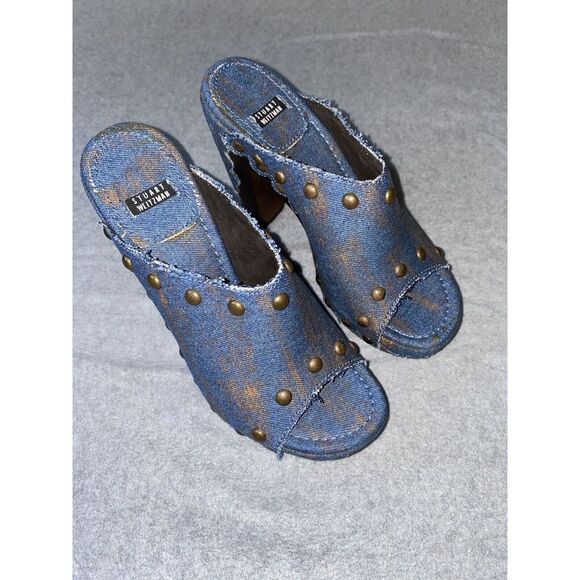 Stuart Weitzman Pearl Denim Clog Sandals Size 6 1/2 Jean Shoes New Without Box. - Picture 10 of 13